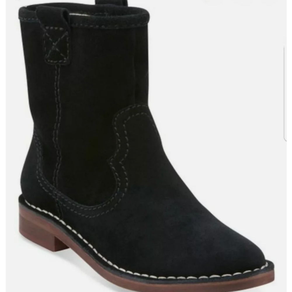 Clarks Black Suede Perforated Cabaret Somerset Booties Ankle Boots